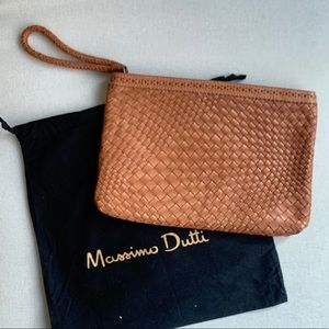 Massimo Dutti woven leather pouch wristlet